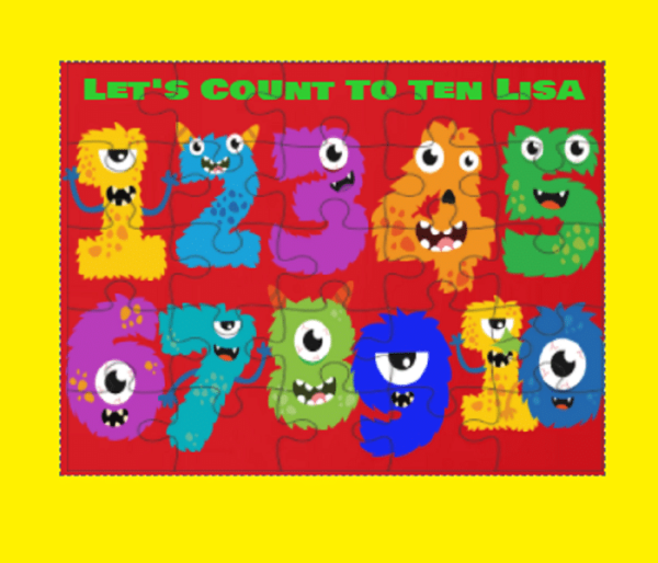 Personalised Monsters Learn to Count and Child’s Name 80+ Piece Jigsaw Puzzles - main product image