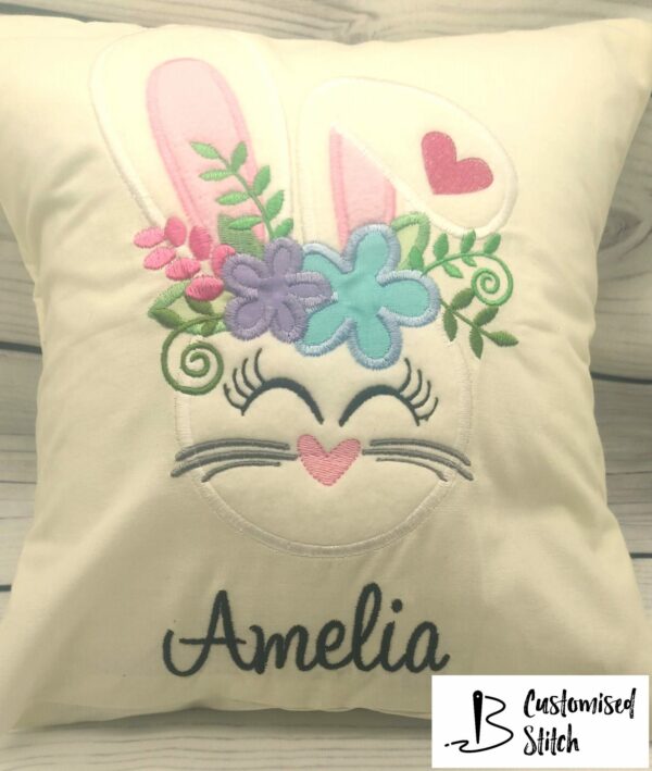 Personalised Embroidered Bunny Rabbit Cushion - main product image