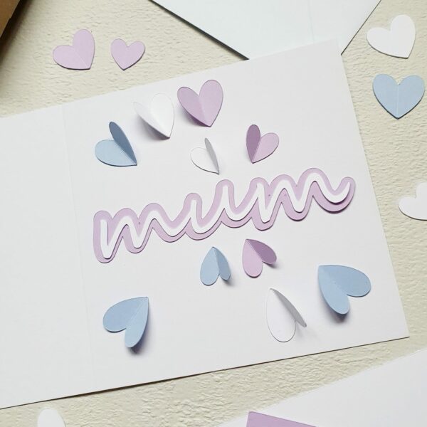 Card & Gift Tag Making Kit – Mum Hearts in Purple & Blue - product image 2