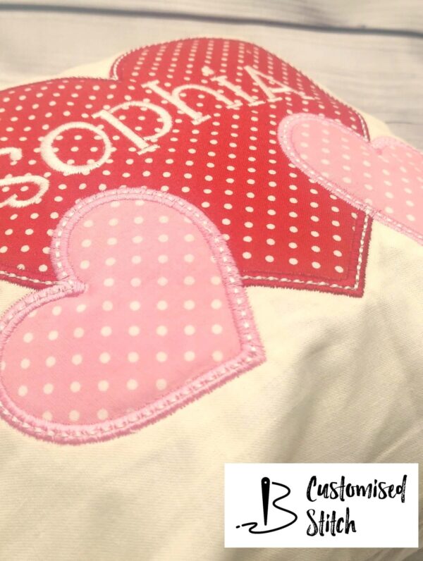 Personalised Embroidered Love Hearts Cushion - product image 3