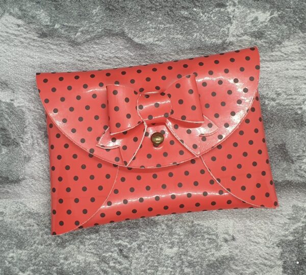 Red and black polkadot pouch - main product image