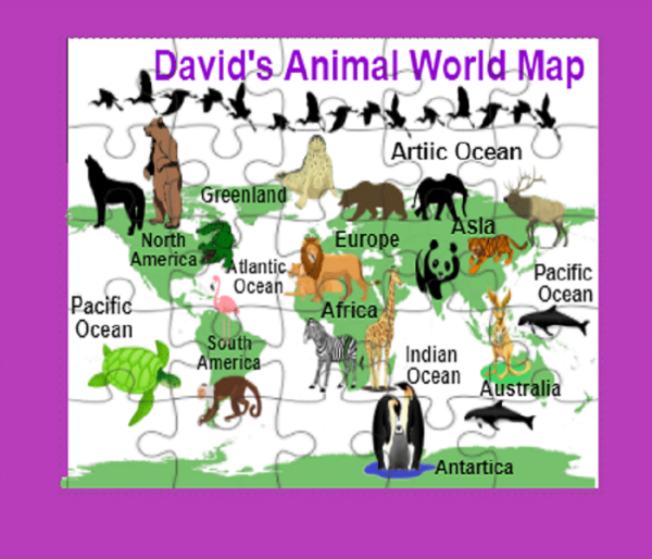 Personalised Animal World Map 80+ Piece Jigsaw Puzzles - product image 2