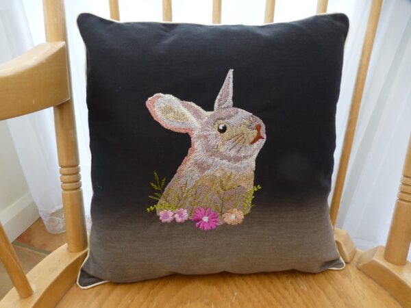 Cushion cover – embroidered rabbit - main product image