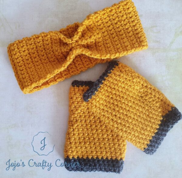 Crochet headband earwarmer and handwarmer set - main product image