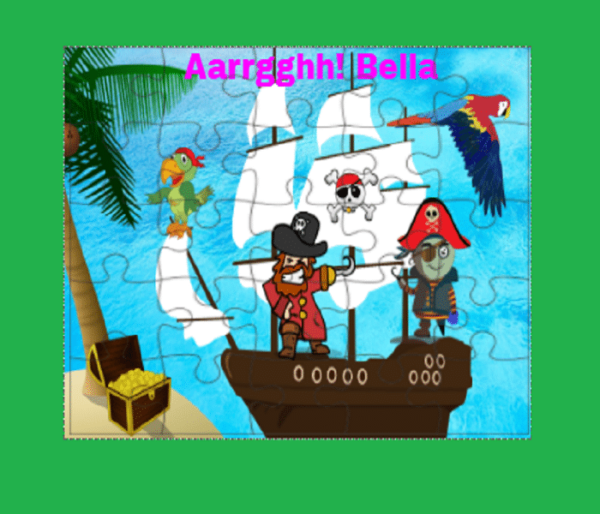 Personalised Pirate Ship 80+ Jigsaw CHOOSE NAME - main product image