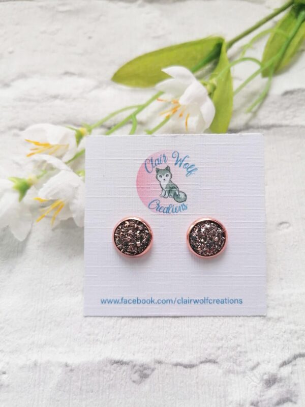 Rose gold faux druzy studs - product image 2