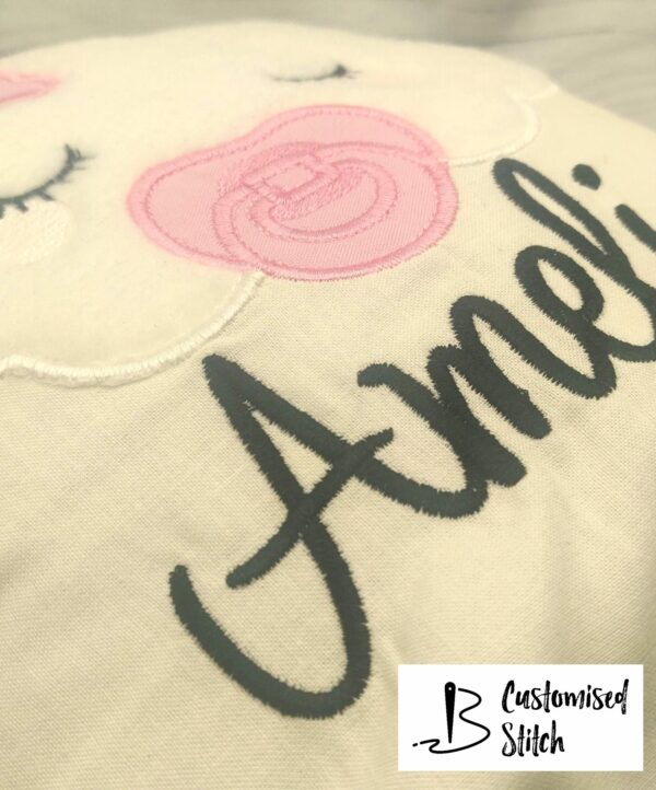 Personalised Embroidered Baby Girl Cloud Cushion - product image 3