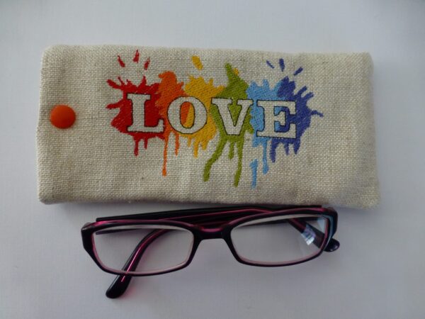 Glasses case – soft embroidered LGBT rainbow, pride Love - main product image