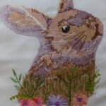 Embroidered Rabbit Cushion Cover
