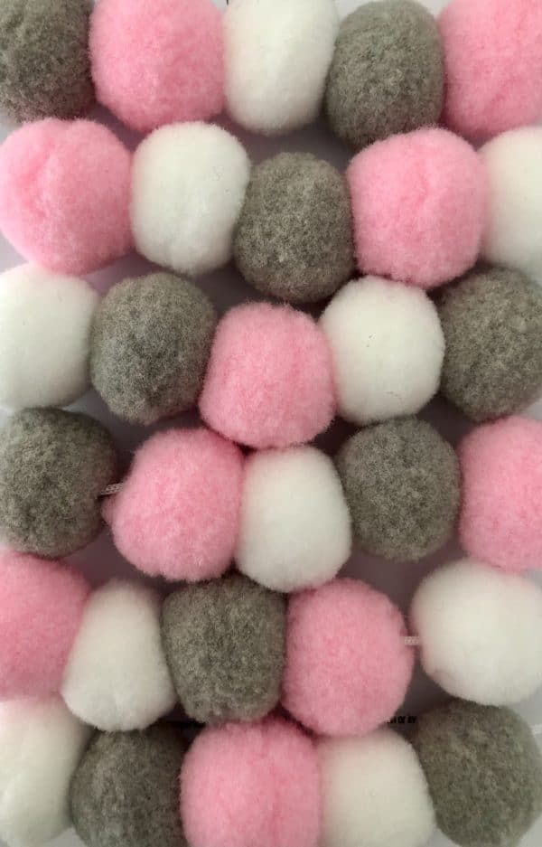 Pink Grey White Pom Pom Garland - product image 3