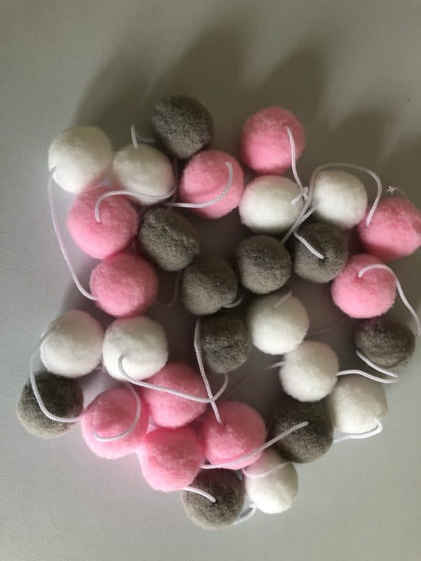Pink Grey White Pom Pom Garland - product image 2