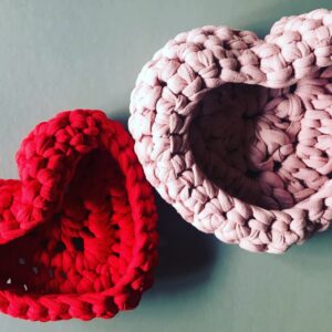 Handmade Crochet Love Heart Bowl. Red or Pink & 2 sizes available.
