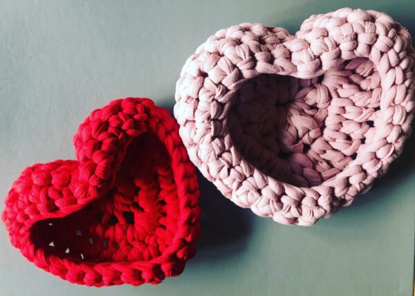 Handmade Crochet Love Heart Bowl. Red or Pink & 2 sizes available. - main product image