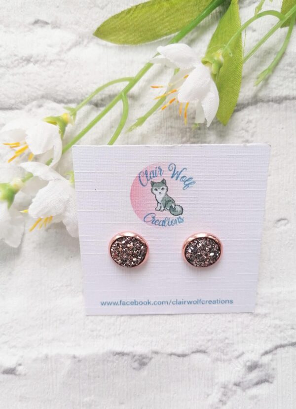 Rose gold faux druzy studs - main product image