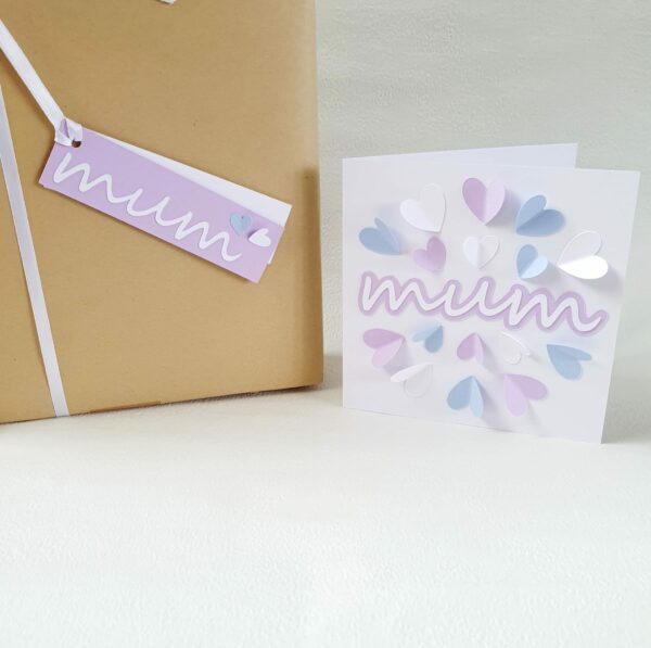 Card & Gift Tag Making Kit – Mum Hearts in Purple & Blue - product image 5