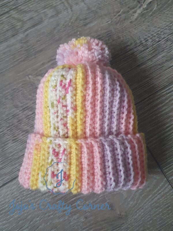 Multicoloured ribbed crochet baby hat 3-6 months - main product image