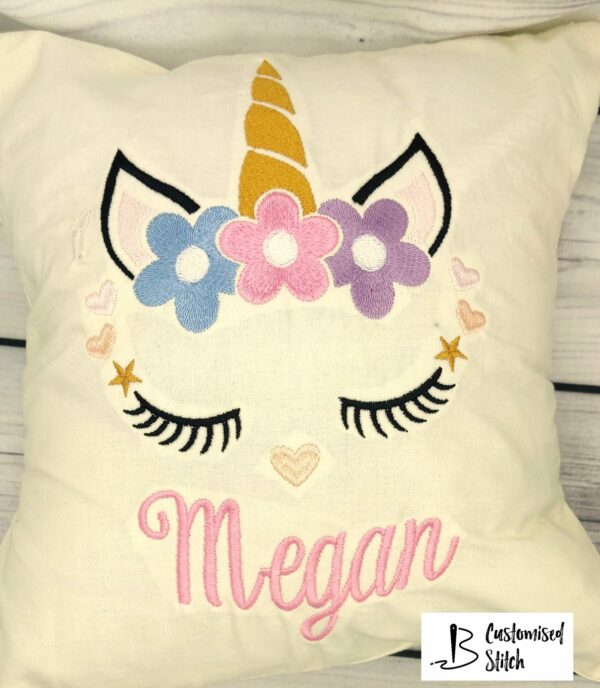 Personalised Embroidered Children/Baby Unicorn Cushion - main product image