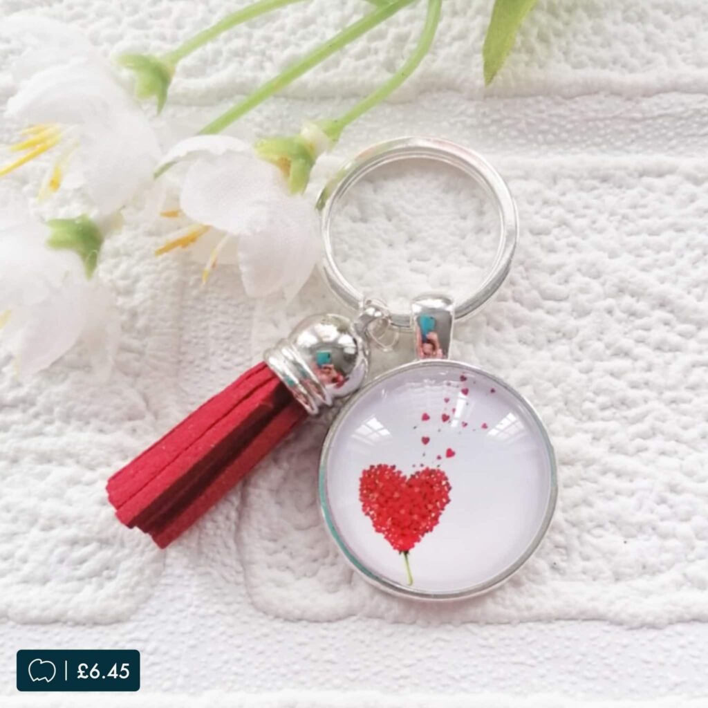 Valentines heart design lucky dip keyring