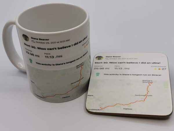 Personalised Strava activity mug and coaster - main product image