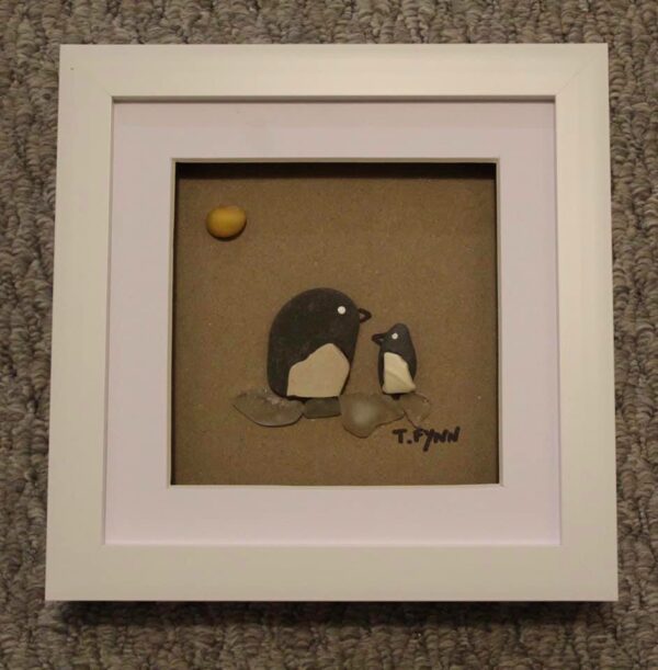 Sea Glass and Ceramic Art – Penguin Chatter - main product image