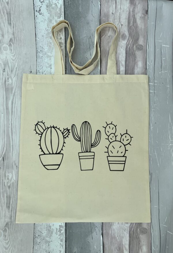 Cute cactus cotton tote bag - main product image