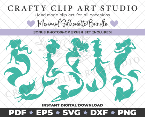 Mermaid Silhouette Bundle – SVG DXF PNG & More! - product image 3