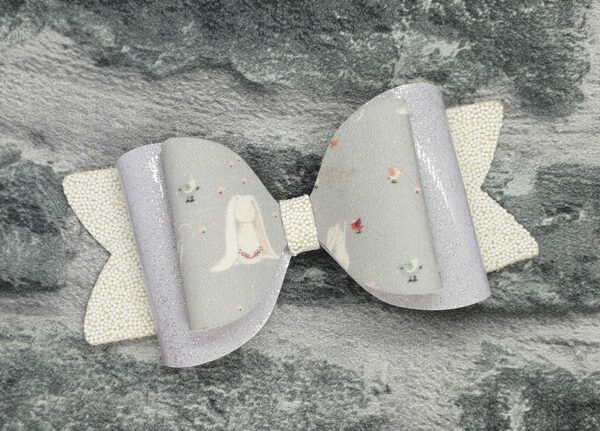 Silver bunny bow clip - main product image