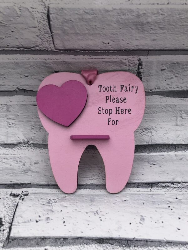 Handmade Personalised Tooth Fairy Holder – Toothfairy Please Stop Here Money - main product image