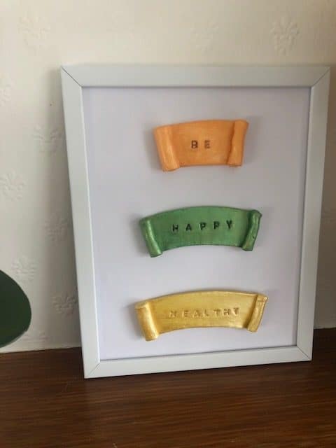 Handmade Clay Art Signage ‘Be Happy Healthy’ - product image 3