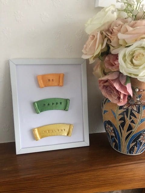 Handmade Clay Art Signage ‘Be Happy Healthy’ - product image 2