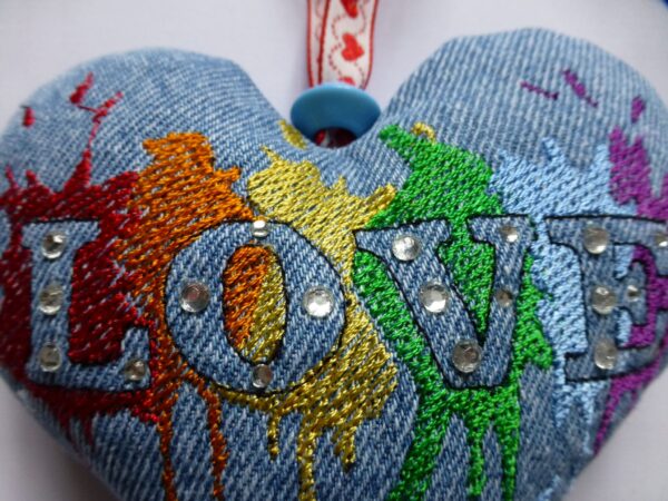 Denim hanging heart – Love - product image 2