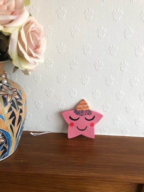 Handmade pink with lovely colourful hat hanging star decoration/kids room/nursery decor and Ornament - product image 2