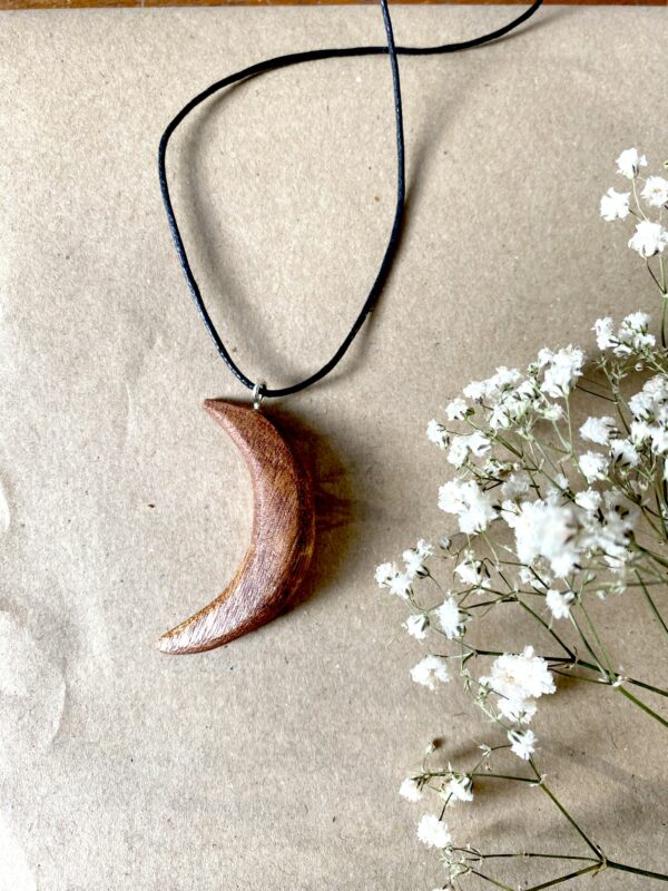 Hand-Carved Wooden Moon Pendant - product image 4