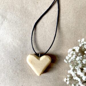 Hand-Carved Wooden Heart Pendant