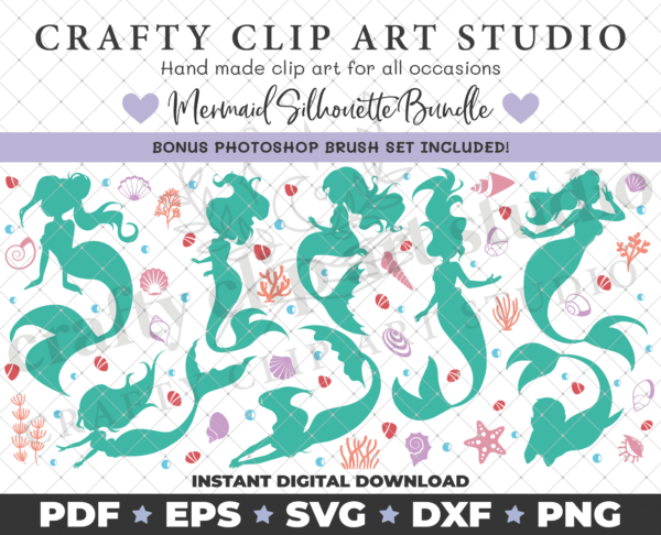 Mermaid Silhouette Bundle – SVG DXF PNG & More! - product image 2