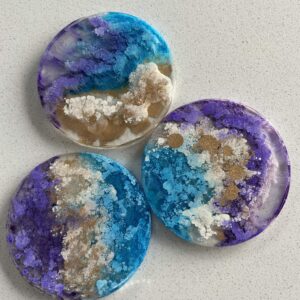 Purple Blue Alcohol Ink Resin Coaster