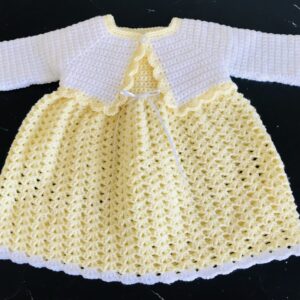 Hand made pretty crochet baby dress& jacket