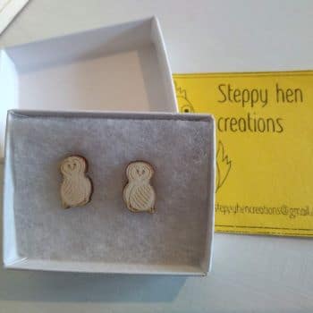 Unique handmade wooden owl earrings | Laser engraved original design - product image 2