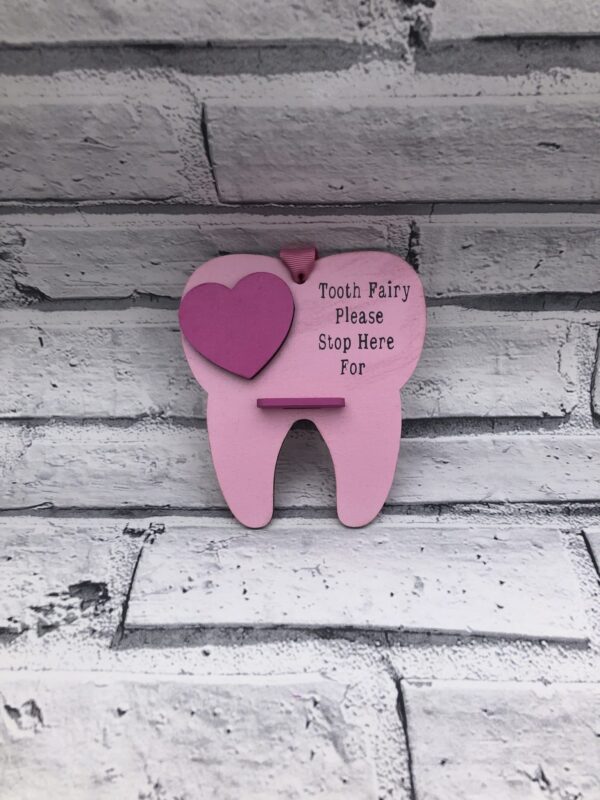 Handmade Personalised Tooth Fairy Holder – Toothfairy Please Stop Here Money - product image 3