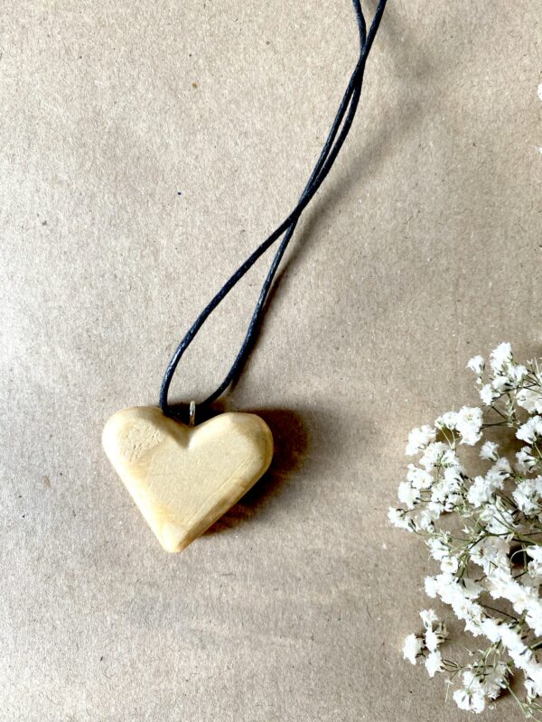 Hand-Carved Wooden Heart Pendant - product image 4