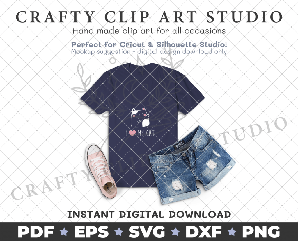 Kawaii Kitty Clip Art Bundle – 10 Cute Designs: SVG, DXF, PNG & More!