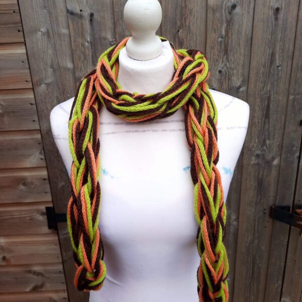 Baby Alpaca/Merino blend arm knit i-cord skinny scarf - main product image