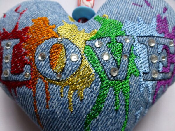 Denim hanging heart – Love - product image 3