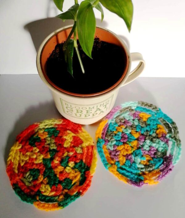 Handmade Crochet Rainbow Coasters - main product image