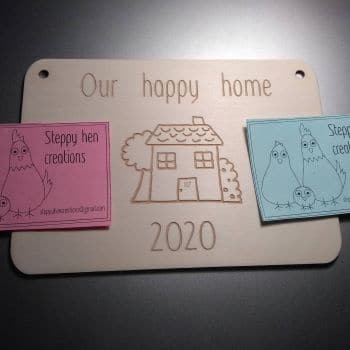 Personalised happy home sign | Laser engraved handmade plaque - main product image