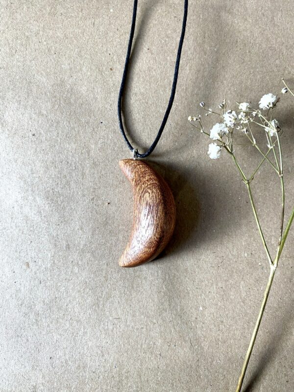 Hand-Carved Wooden Moon Pendant - product image 2