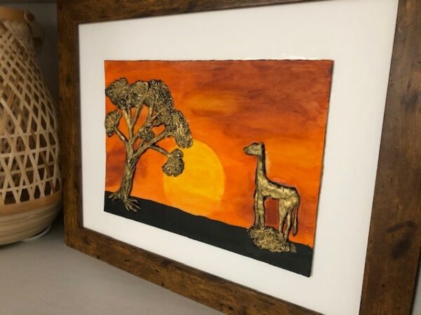 Handmade and Bespoke Clay Art Framed Picture African Sunset - product image 3