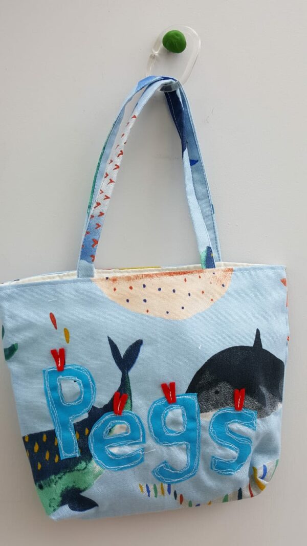 Peg bag in Whale fabric - main product image