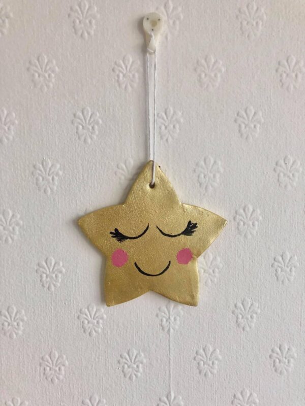 Handmade gold colour hanging star decoration/kids room/nursery decor and Ornament - main product image