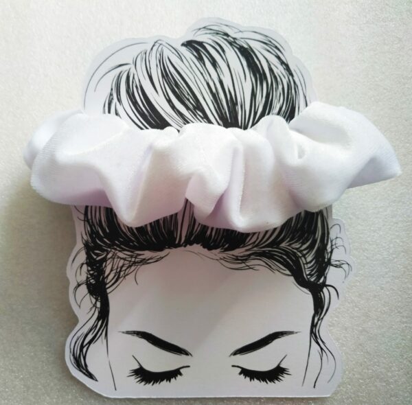 Large oversized white velvet hair scrunchie - main product image